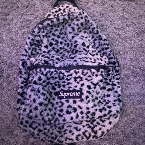 Supreme Black and White Leopard Print Backpack - Picture 1 of 5